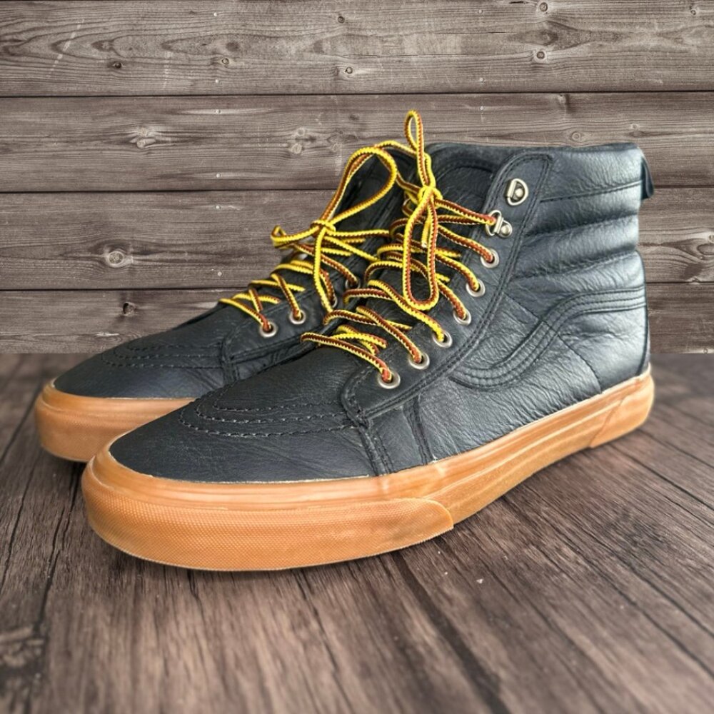 Vans Sk8-Hi MTE Black Leather Gum Sneakers Men's Size 12 Weather-Resistant